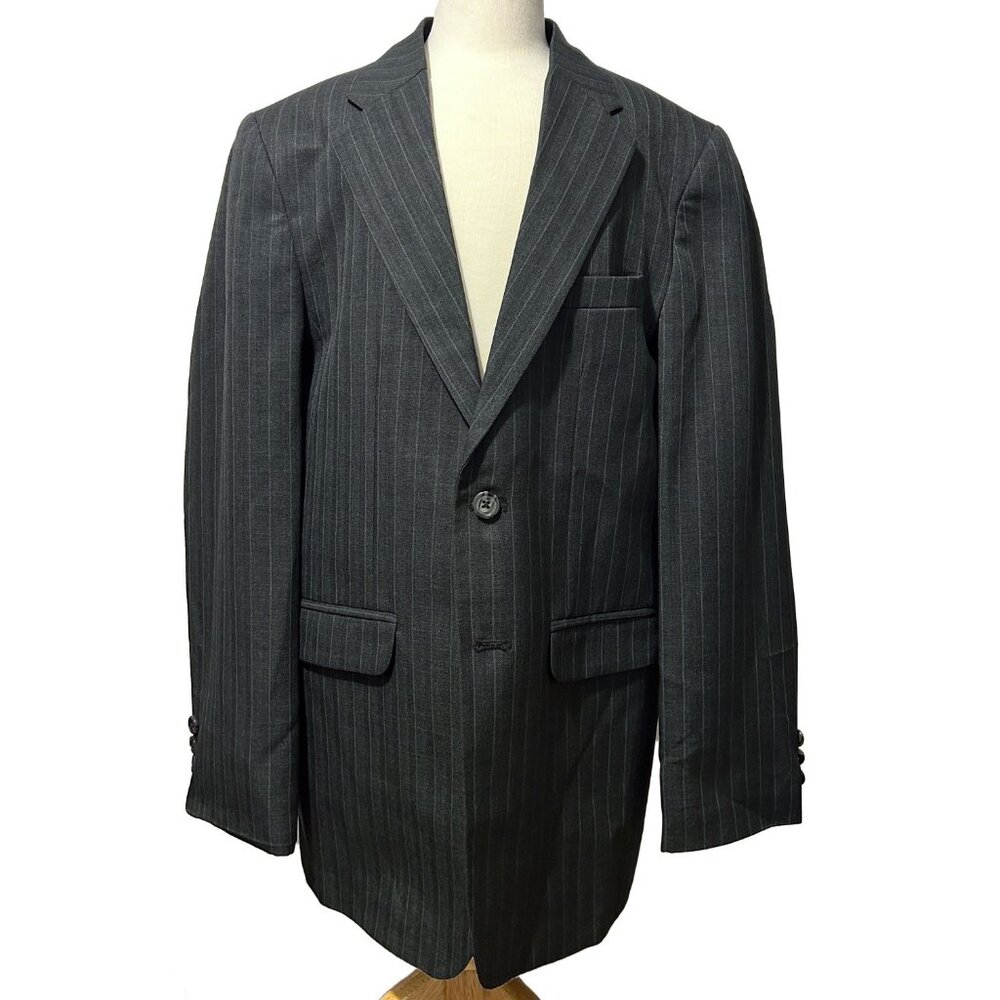 Boys Black Perry Ellis Pinstripe Suit – Size 16 Regular – Excellent Condition